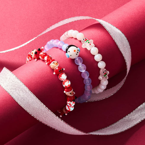 Red Santa | Silver | Firefly Glass Polka Dot Bracelet